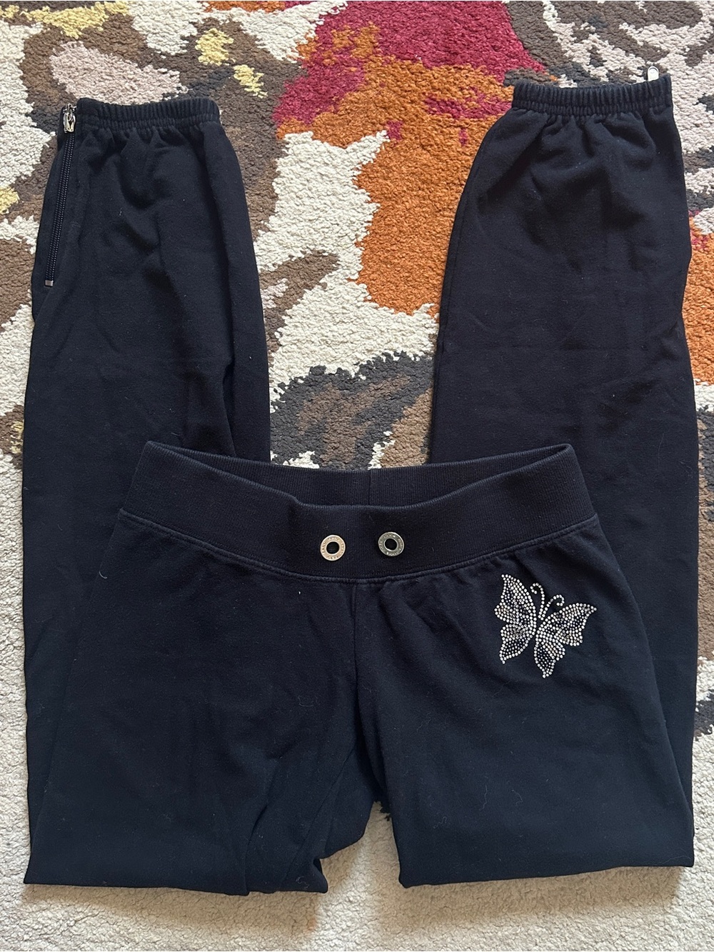 Y2K Bebe Black Butterfly Joggers | Size XS